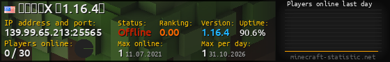 Userbar 560x90 with online players chart for server 139.99.65.213:25565