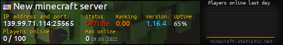 Userbar 560x90 with online players chart for server 139.99.71.114:25565