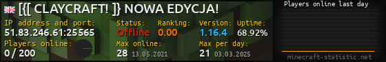 Userbar 560x90 with online players chart for server 51.83.246.61:25565
