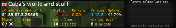 Userbar 560x90 with online players chart for server 51.89.57.3:25565