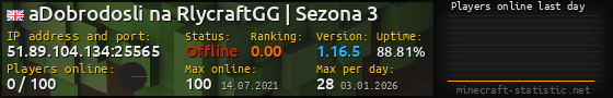 Userbar 560x90 with online players chart for server 51.89.104.134:25565