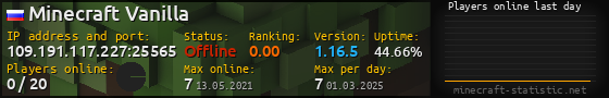 Userbar 560x90 with online players chart for server 109.191.117.227:25565