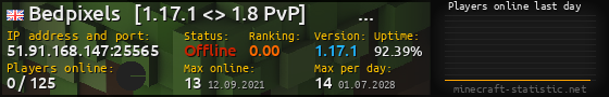 Userbar 560x90 with online players chart for server 51.91.168.147:25565
