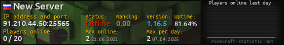 Userbar 560x90 with online players chart for server 91.210.44.50:25565