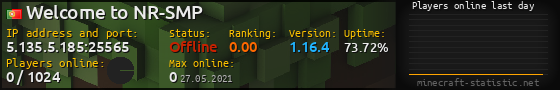 Userbar 560x90 with online players chart for server 5.135.5.185:25565