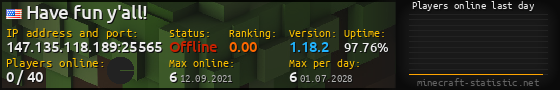 Userbar 560x90 with online players chart for server 147.135.118.189:25565
