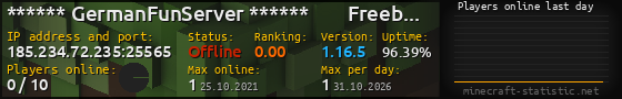 Userbar 560x90 with online players chart for server 185.234.72.235:25565