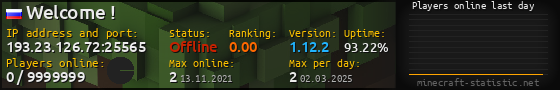 Userbar 560x90 with online players chart for server 193.23.126.72:25565
