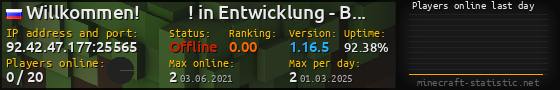 Userbar 560x90 with online players chart for server 92.42.47.177:25565
