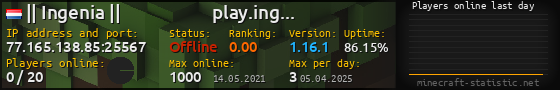 Userbar 560x90 with online players chart for server 77.165.138.85:25567