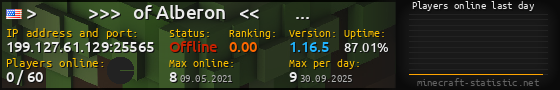 Userbar 560x90 with online players chart for server 199.127.61.129:25565