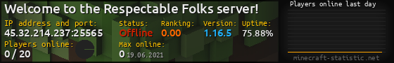 Userbar 560x90 with online players chart for server 45.32.214.237:25565