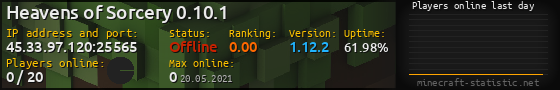 Userbar 560x90 with online players chart for server 45.33.97.120:25565