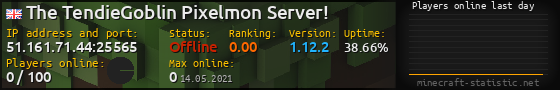 Userbar 560x90 with online players chart for server 51.161.71.44:25565