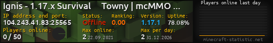 Userbar 560x90 with online players chart for server 104.243.41.83:25565