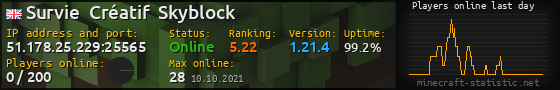 Userbar 560x90 with online players chart for server 51.178.25.229:25565