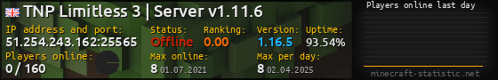 Userbar 560x90 with online players chart for server 51.254.243.162:25565
