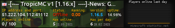 Userbar 560x90 with online players chart for server 51.222.104.112:41112