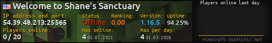 Userbar 560x90 with online players chart for server 54.39.48.213:25565