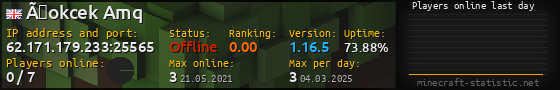 Userbar 560x90 with online players chart for server 62.171.179.233:25565