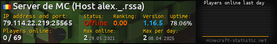 Userbar 560x90 with online players chart for server 79.114.22.219:25565