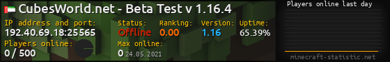 Userbar 560x90 with online players chart for server 192.40.69.18:25565