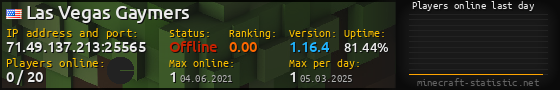 Userbar 560x90 with online players chart for server 71.49.137.213:25565