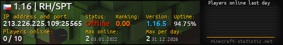 Userbar 560x90 with online players chart for server 213.226.225.109:25565