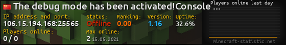Userbar 560x90 with online players chart for server 106.15.194.168:25565