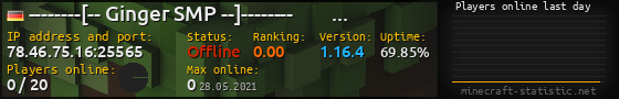 Userbar 560x90 with online players chart for server 78.46.75.16:25565