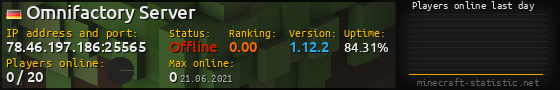 Userbar 560x90 with online players chart for server 78.46.197.186:25565