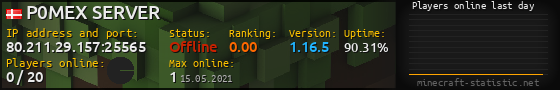 Userbar 560x90 with online players chart for server 80.211.29.157:25565