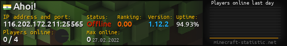 Userbar 560x90 with online players chart for server 116.202.172.211:25565