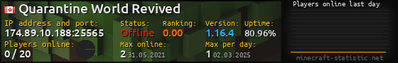 Userbar 560x90 with online players chart for server 174.89.10.188:25565