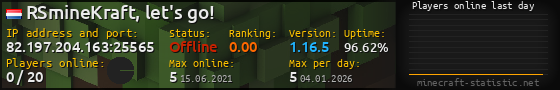 Userbar 560x90 with online players chart for server 82.197.204.163:25565