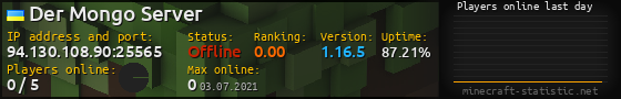 Userbar 560x90 with online players chart for server 94.130.108.90:25565