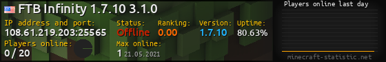 Userbar 560x90 with online players chart for server 108.61.219.203:25565