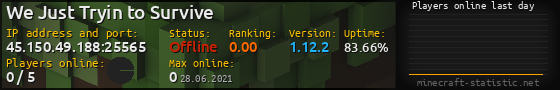 Userbar 560x90 with online players chart for server 45.150.49.188:25565