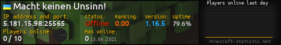Userbar 560x90 with online players chart for server 5.181.15.98:25565
