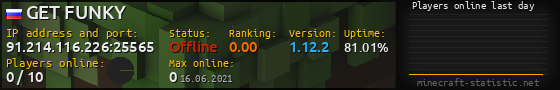 Userbar 560x90 with online players chart for server 91.214.116.226:25565