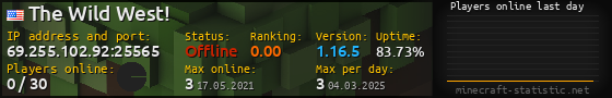 Userbar 560x90 with online players chart for server 69.255.102.92:25565