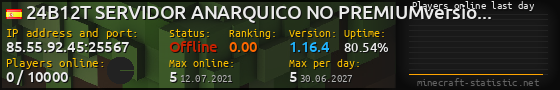 Userbar 560x90 with online players chart for server 85.55.92.45:25567