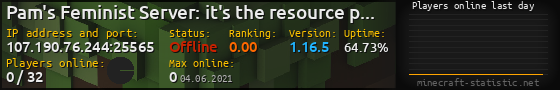 Userbar 560x90 with online players chart for server 107.190.76.244:25565