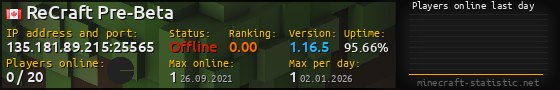 Userbar 560x90 with online players chart for server 135.181.89.215:25565