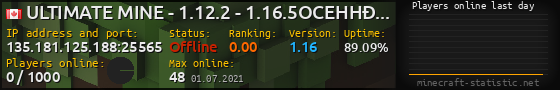 Userbar 560x90 with online players chart for server 135.181.125.188:25565