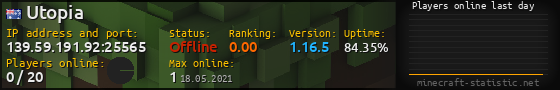 Userbar 560x90 with online players chart for server 139.59.191.92:25565