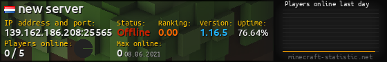 Userbar 560x90 with online players chart for server 139.162.186.208:25565