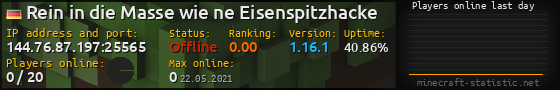 Userbar 560x90 with online players chart for server 144.76.87.197:25565