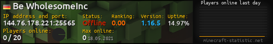 Userbar 560x90 with online players chart for server 144.76.178.221:25565
