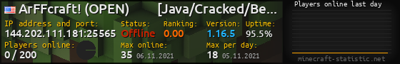Userbar 560x90 with online players chart for server 144.202.111.181:25565